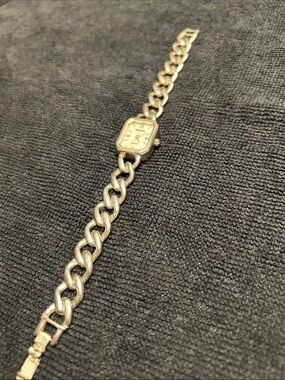 Vintage Geneve Sterling Silver Chain Link Bracelet Watch